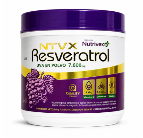 Resveratrol Uva en Polvo x 700 g ( Colágeno Hidrolizado, Ganoderma, Biotina y Vitaminas) / NTVX