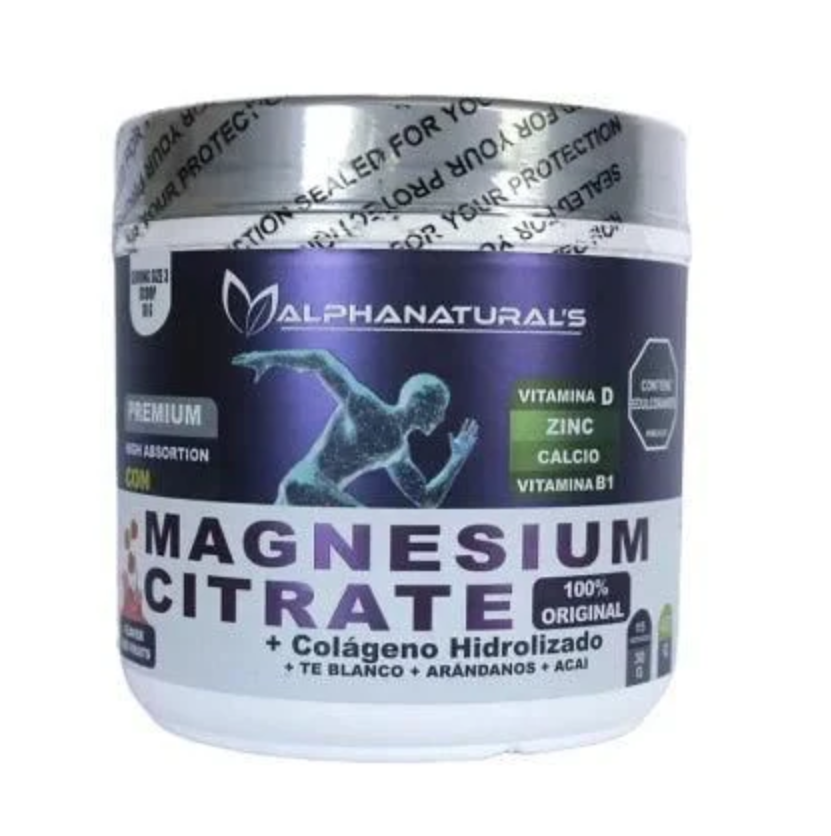 Citrato de Magnesio Con Colageno Hidrolizado Alpha Naturals X450 Gramos