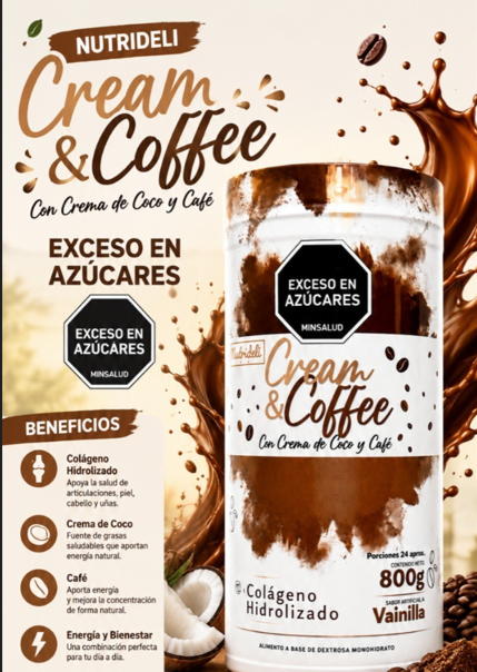 Colágeno Hidrolizado Cream & Coffee ( Crema de Coco y Café ) x 800 g - Imagen 2